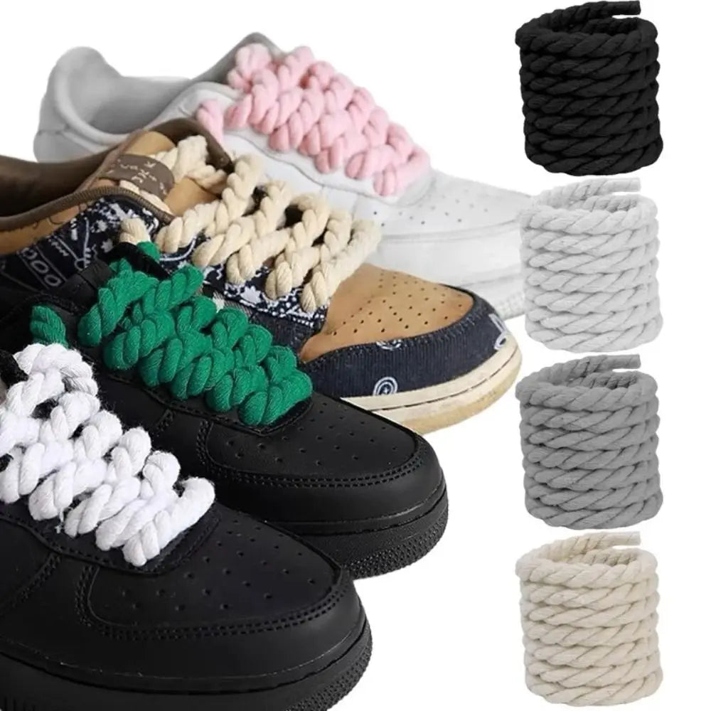 Thick Rope Shoelaces – 2PCS Premium Cotton/Polyester • 120cm • 10 Colors