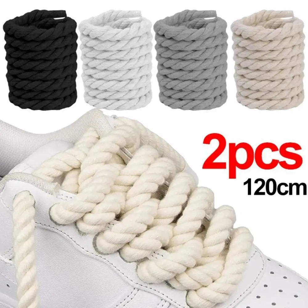 Thick Rope Shoelaces – 2PCS Premium Cotton/Polyester • 120cm • 10 Colors